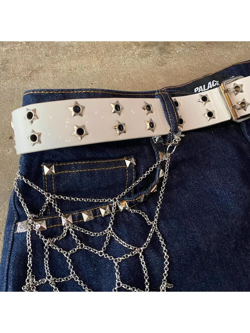 Cyber Y2k style spiderweb ️ silver pocket chain. Punk emo grunge style. This